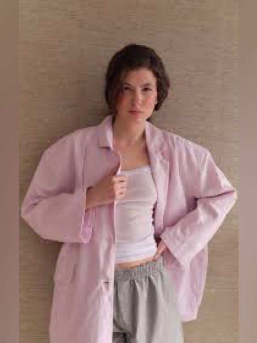Nexus linen Relaxed Light Pink Oversized Blazer Jacket